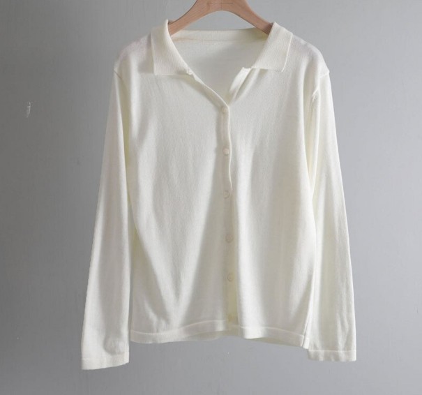 Camicia lavorata a maglia da donna bianco