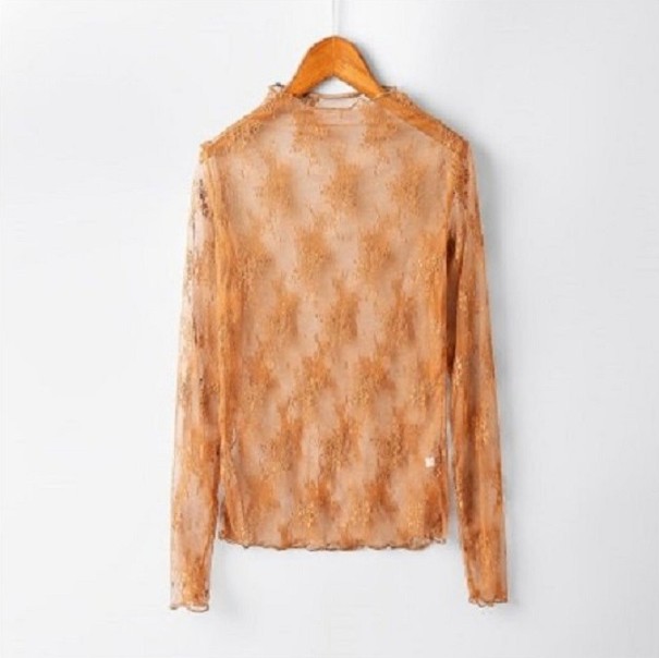 Camicia trasparente da donna marrone chiaro