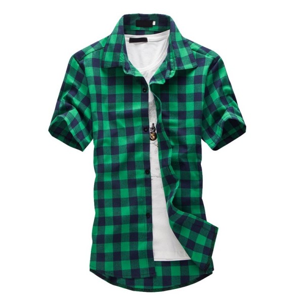 Camisa a cuadros para hombre verde L