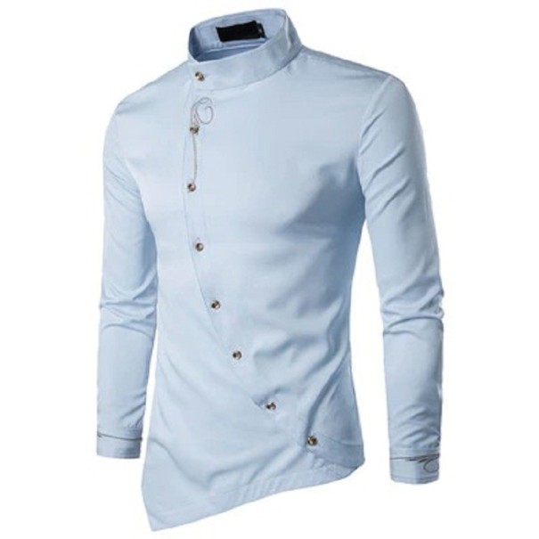 Camisa asimétrica de hombre azul claro XL