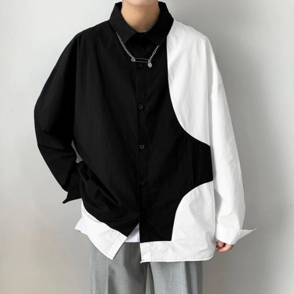 Camisa bicolor de hombre F838 negro XS