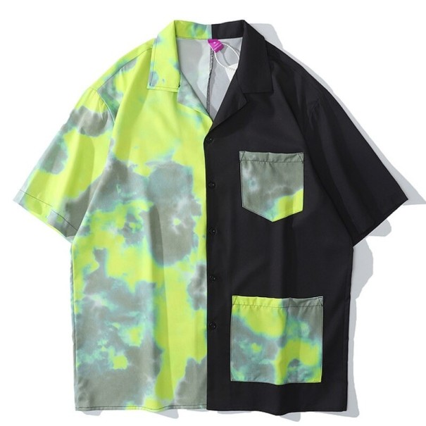 Camisa bicolor para hombre verde L