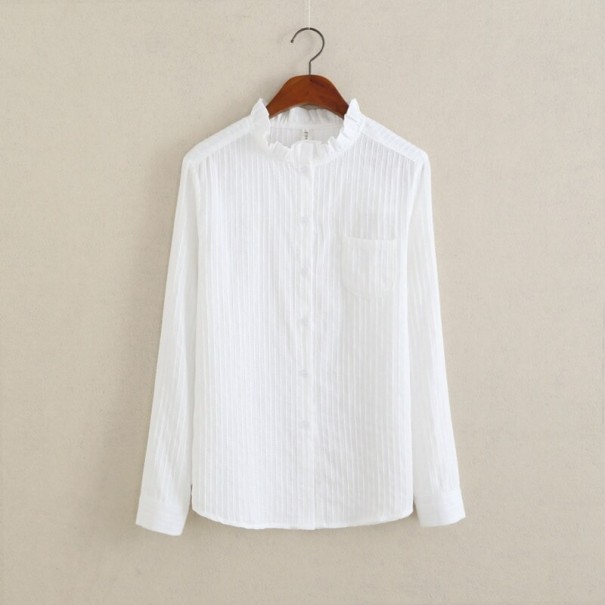 Camisa blanca de manga larga para mujer L 4