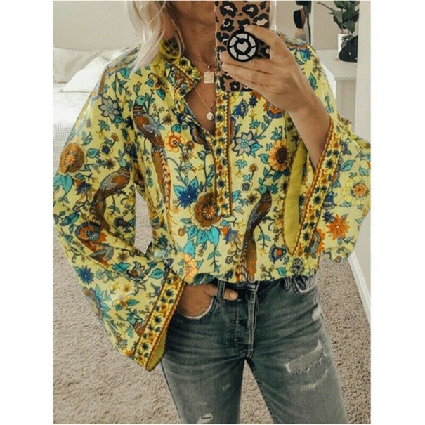 Camisa boho mujer amarillo XL