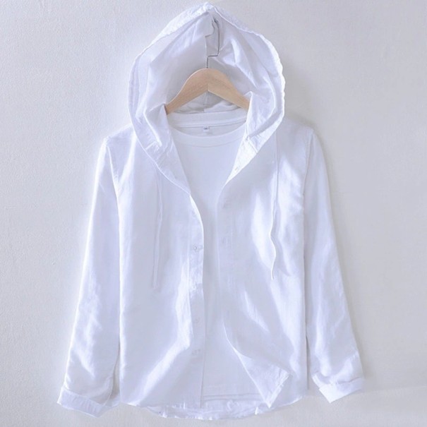Camisa con capucha para hombre F485 blanco S