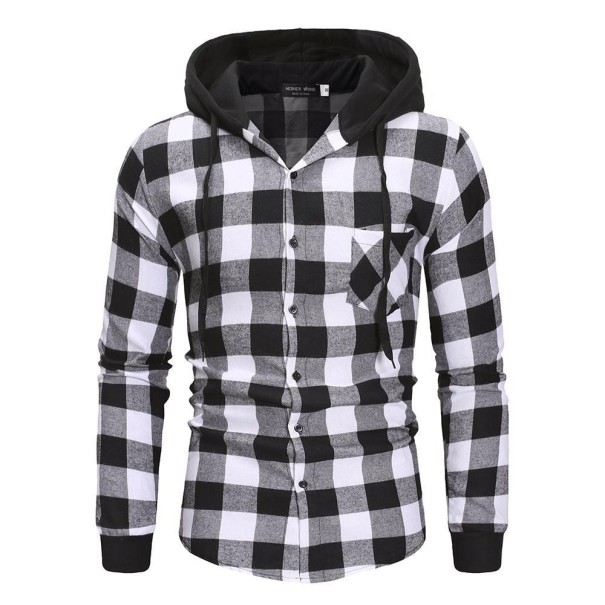Camisa con capucha para hombre F788 blanco L