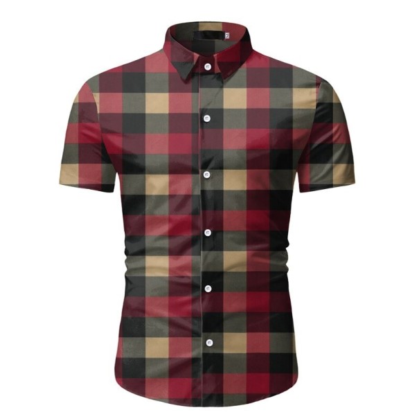 Camisa de cuadros para hombre F470 café XL
