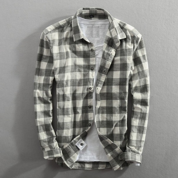 Camisa de cuadros para hombre F492 gris oscuro XXS