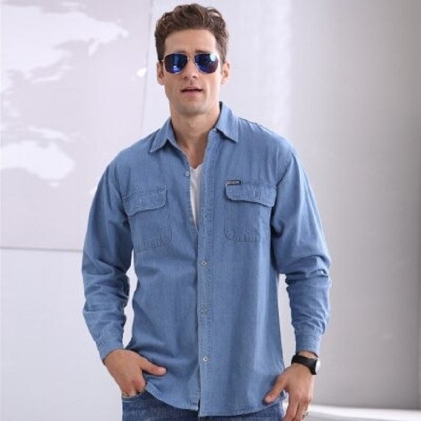 Camisa de ganga para homem F632 azul S