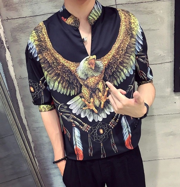 Camisa de hombre con águila negro L
