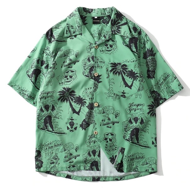 Camisa de hombre con calaveras A3084 verde M