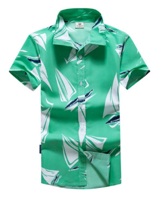 Camisa de hombre con estampado de velero - Verde L