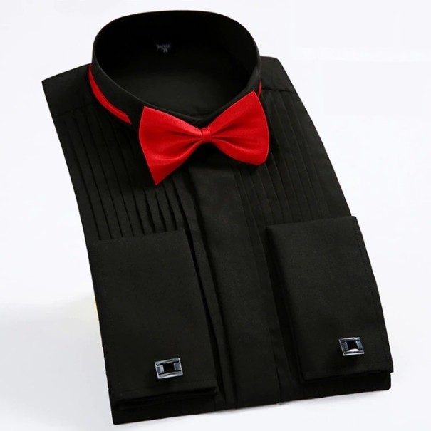Camisa de hombre con pajarita negro XL