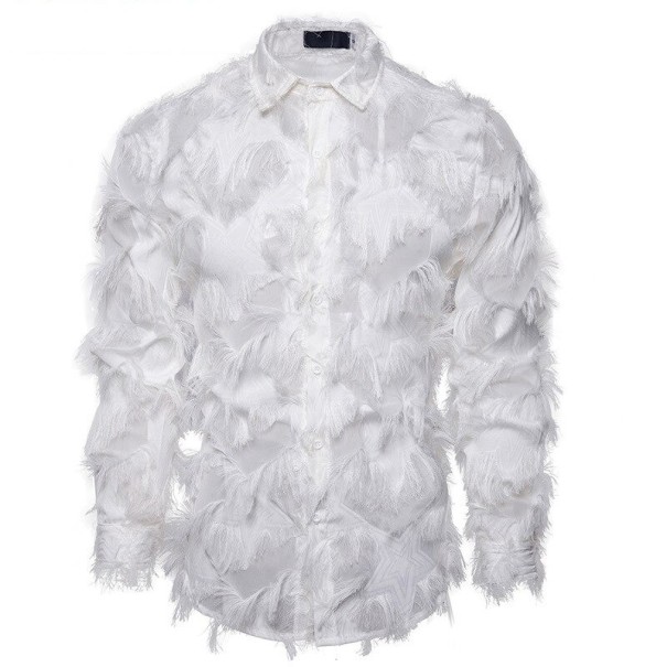Camisa de hombre con plumas blanco S 3