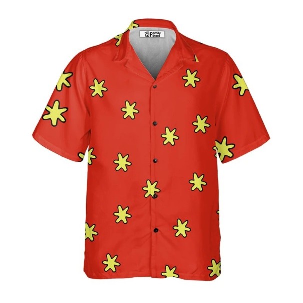 Camisa de hombre de botones con cuello de manga corta de poliéster en color rojo con estampado floral para estilo casual S