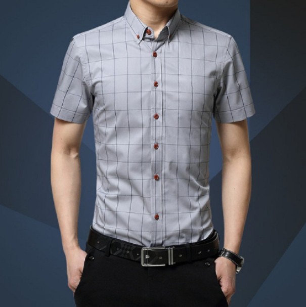 Camisa de hombre de manga corta A1467 gris XL