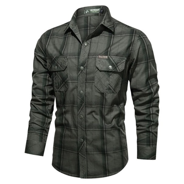 Camisa de hombre F502 verde militar L