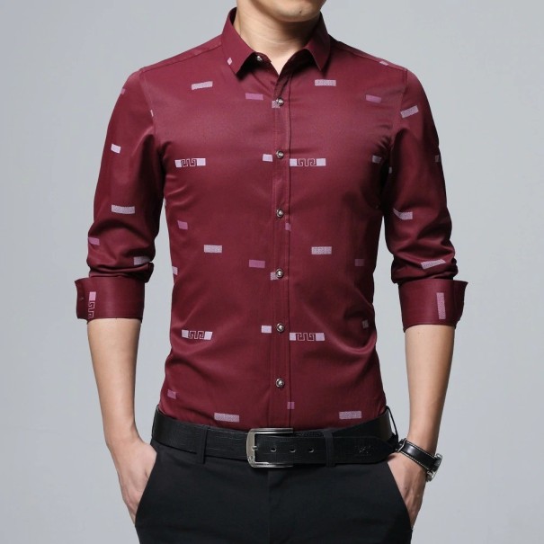 Camisa de hombre F604 burdeos M