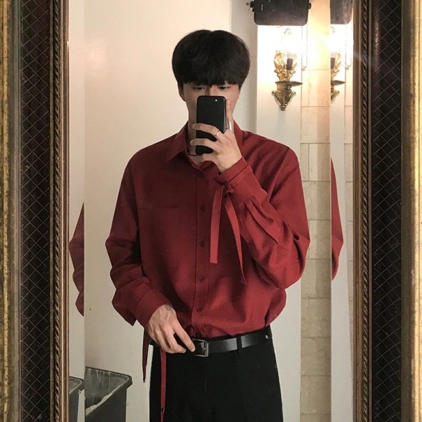 Camisa de hombre F814 rojo oscuro S