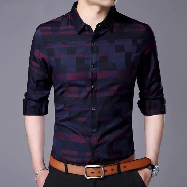 Camisa de hombre F821 burdeos XL