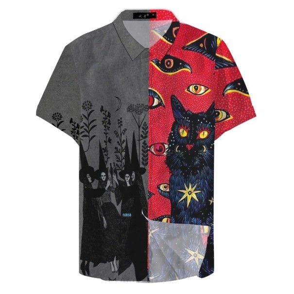 Camisa de homem com gato vermelho XXL 2