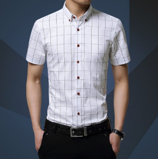 Camisa de homem de manga curta A1467 branco L