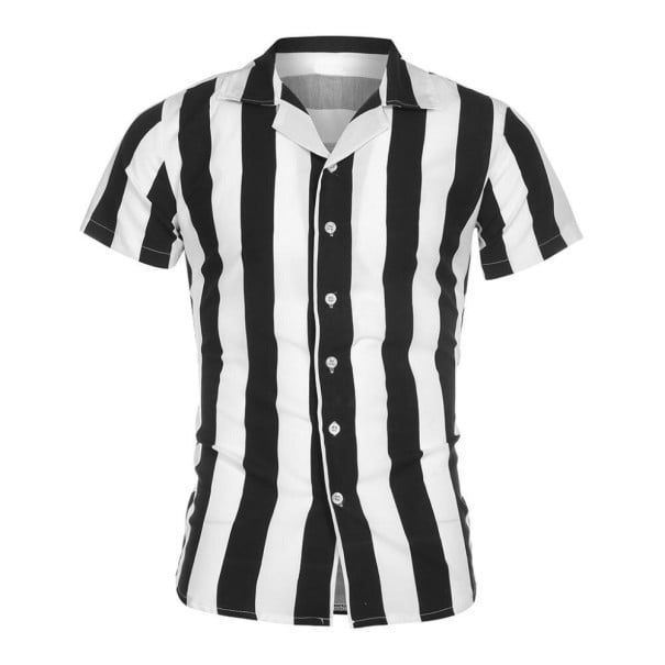 Camisa de homem de manga curta F495 preto S