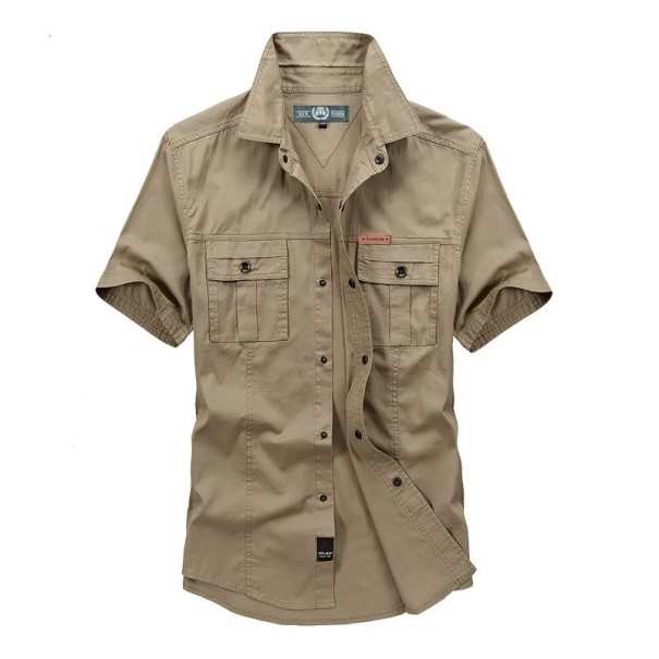 Camisa de homem de manga curta F759 caqui XS