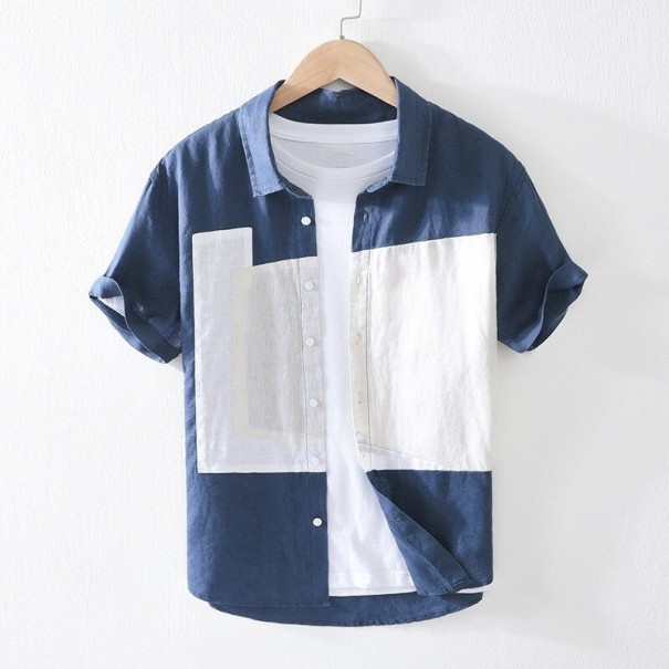 Camisa de homem de manga curta F848 azul escuro S