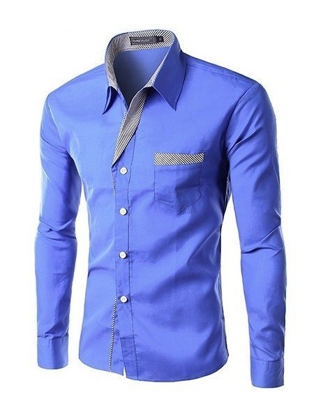 Camisa de lujo para hombre - Azul claro L