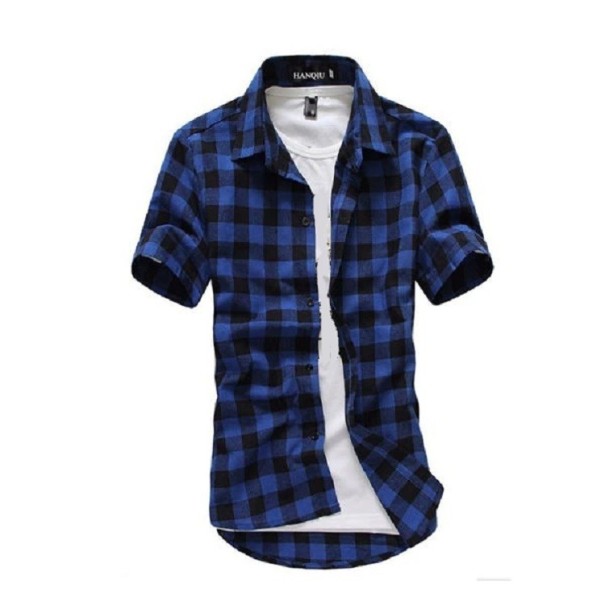 Camisa de manga corta para hombre F418 azul oscuro S