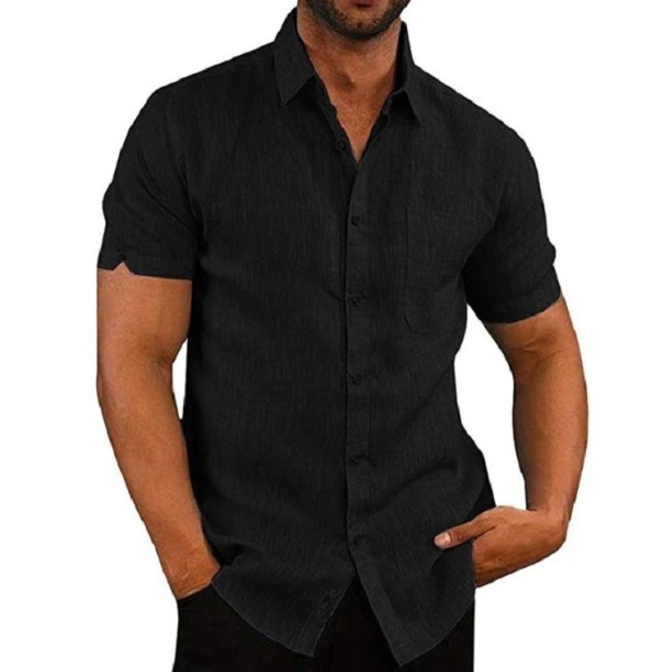 Camisa de manga corta para hombre F421 negro L
