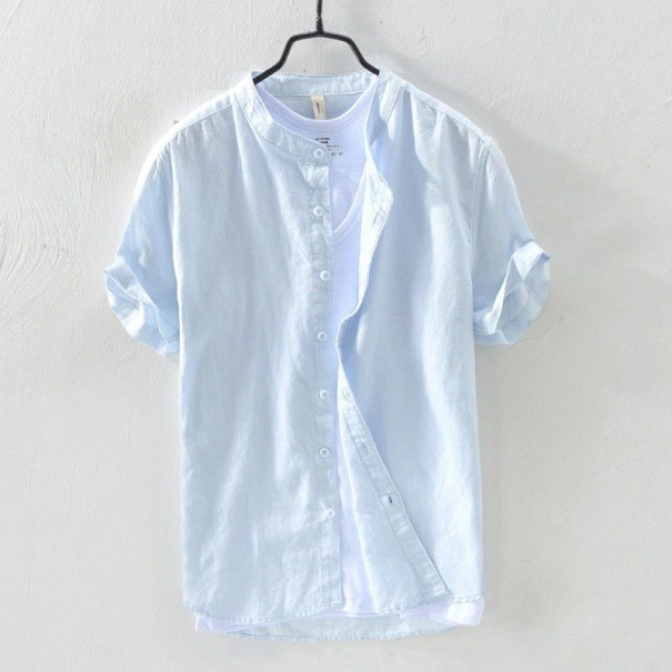 Camisa de manga corta para hombre F438 azul claro XS