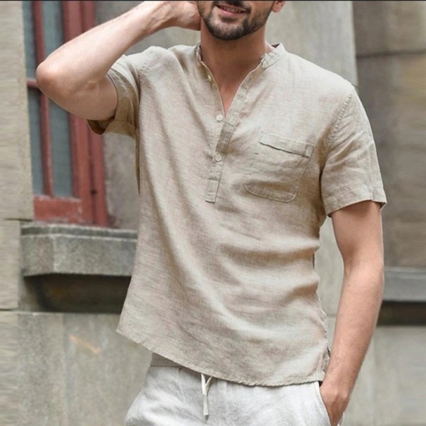 Camisa de manga corta para hombre F439 caqui S
