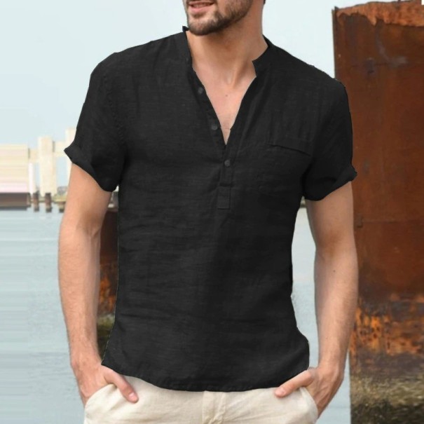 Camisa de manga corta para hombre F439 negro XL