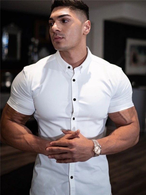 Camisa de manga corta para hombre F440 blanco S
