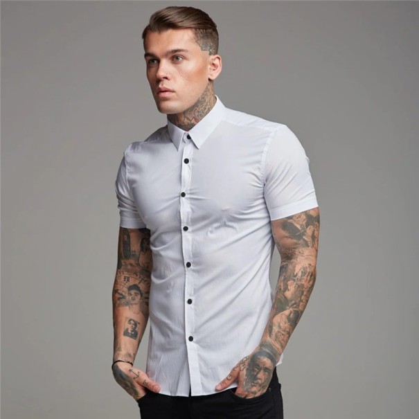 Camisa de manga corta para hombre F467 blanco S 1