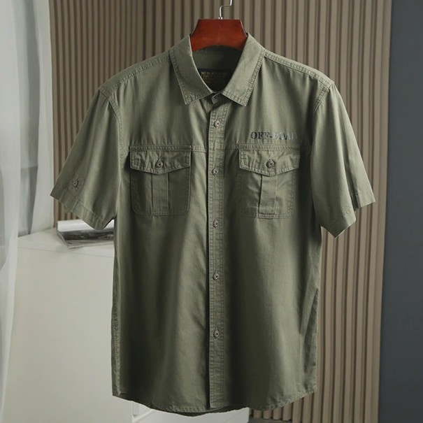 Camisa de manga corta para hombre F575 verde militar XXL