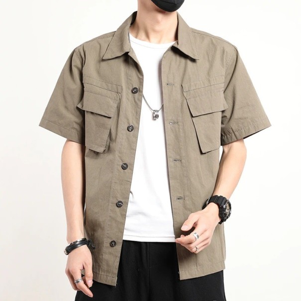 Camisa de manga corta para hombre F747 caqui XS