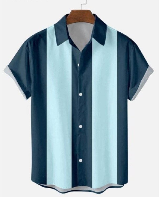 Camisa de manga corta para hombre F846 azul claro XS