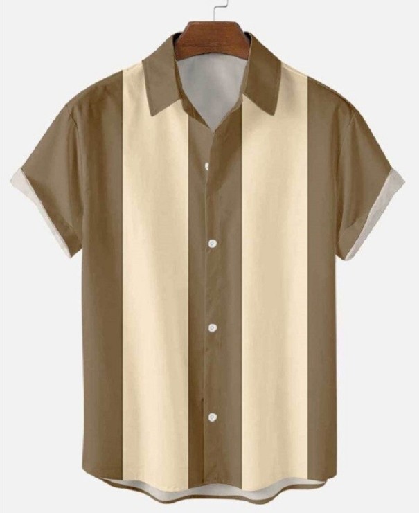 Camisa de manga corta para hombre F846 marrón L