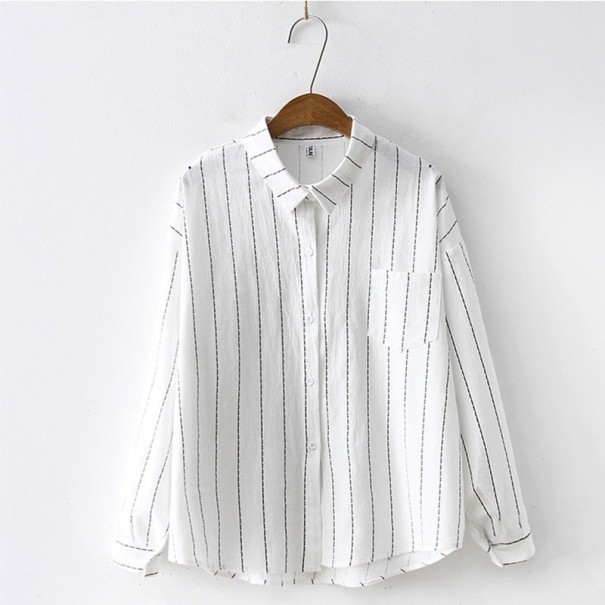Camisa de manga larga a rayas para mujer blanco