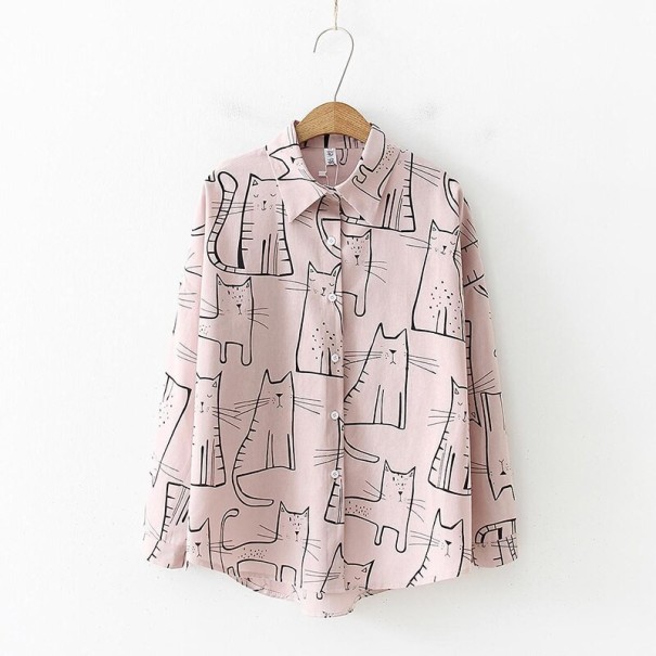 Camisa de mujer con gatos rosa XL