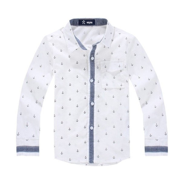 Camisa de niño con anclas L1819 blanco 3