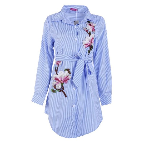 Camisa de rayas de mujer con corbata L
