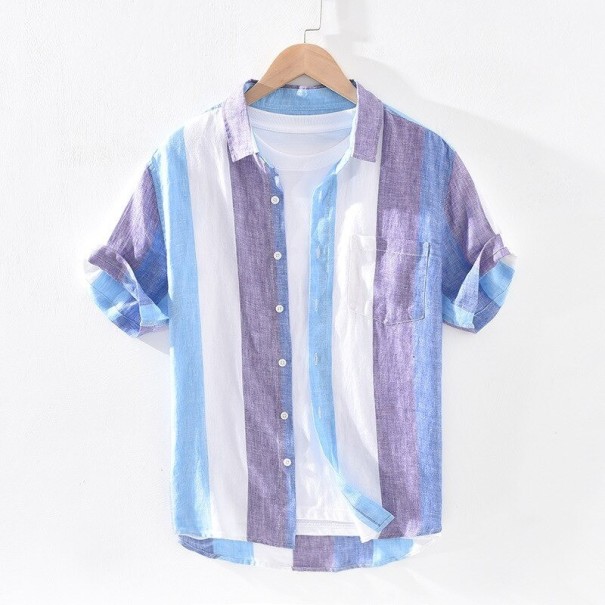 Camisa de rayas para hombre F609 azul M