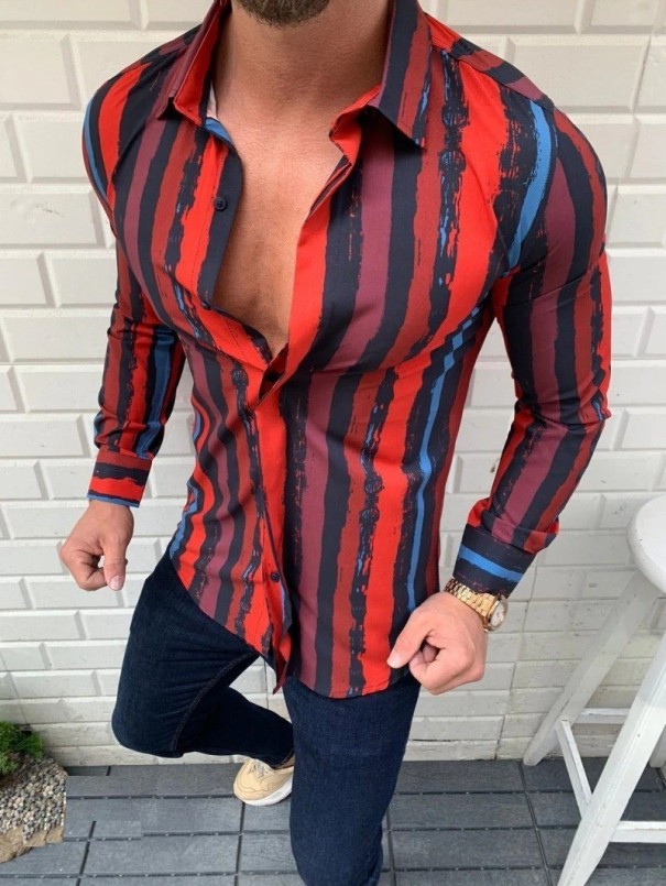 Camisa de rayas para hombre F771 L 2