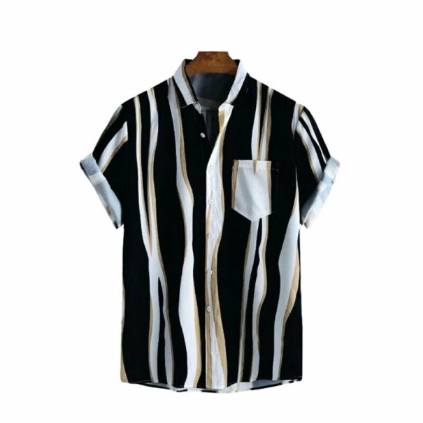 Camisa de rayas para hombre F796 negro S