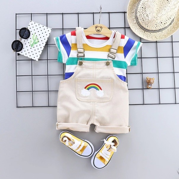 Camisa e calças para crianças com arco-íris bege 4