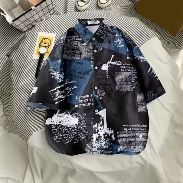 Camisa estampada F567 negro L